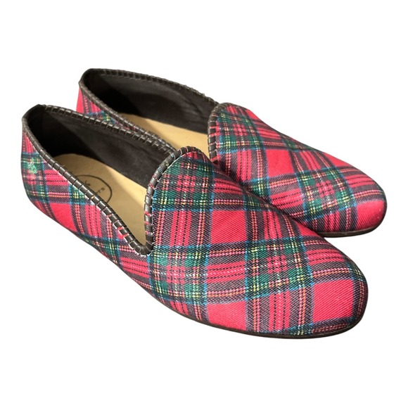 Jack Rogers Other - Jack Rogers Plaid Loafers Sz 10 Mens Red Tartan Preppy Slip On Shoes Christmas